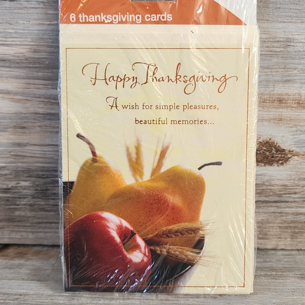 Carlton Cards Thanksgiving Greeting Cards 6 Count Harvest Fruit Wheat Still Life